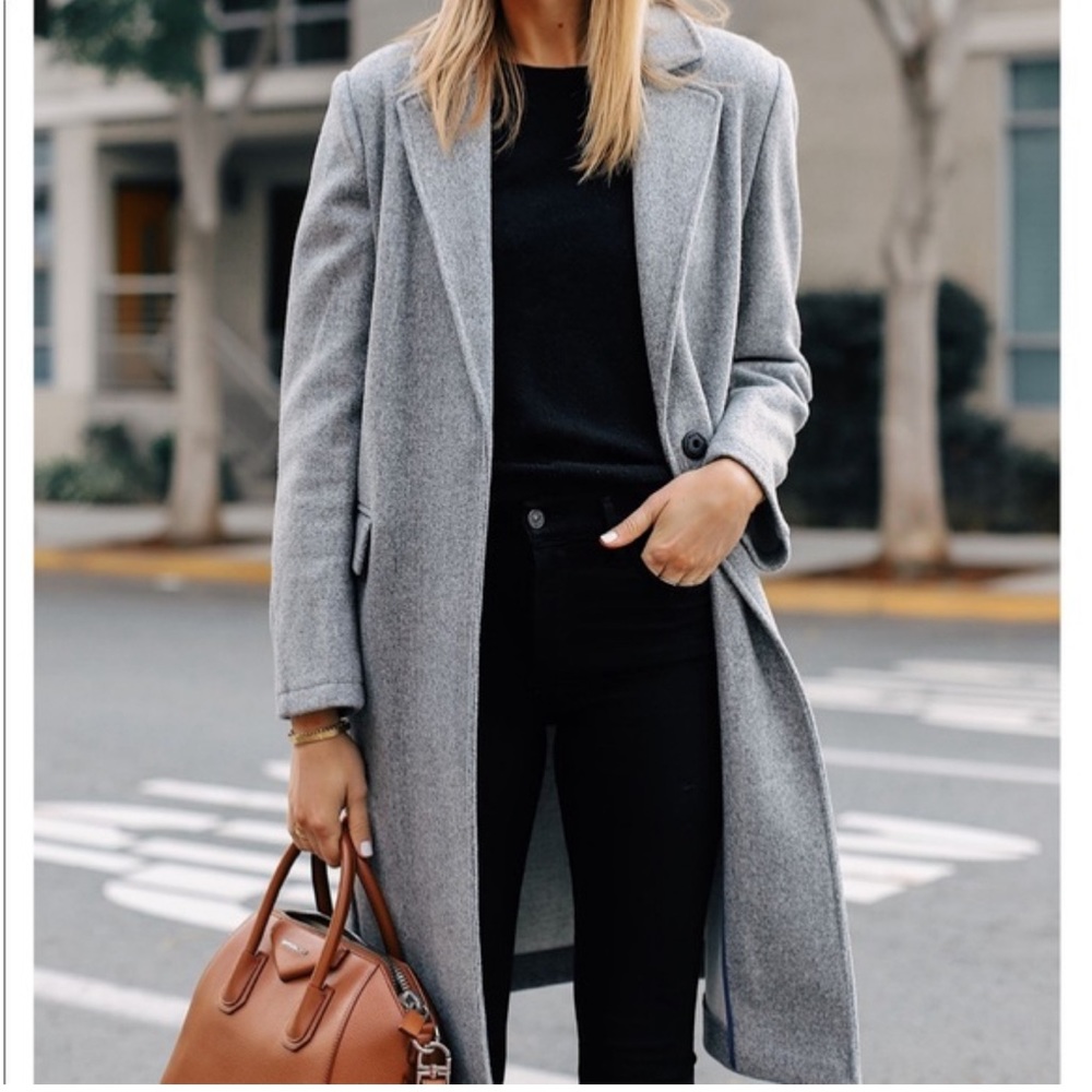Topshop Grey Wool Coat size 6 petite- rare size to find!